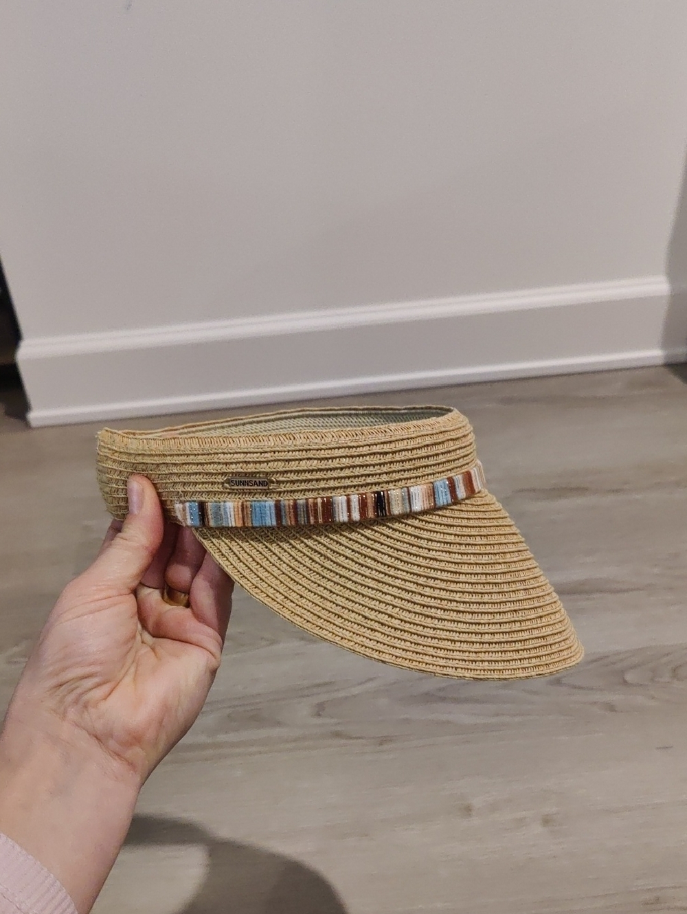 Sun N Sand Woven Sun Visor Multicolor Band Tan Upf 50+ Y2K Cottagecore Retro